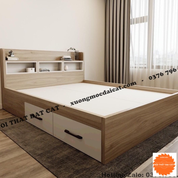 Giường ngủ thiết kế 2 hộc kéo G100