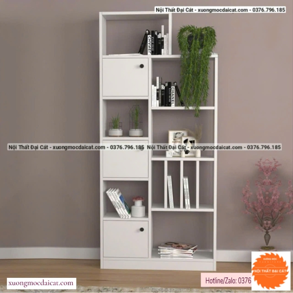 Tủ sách bằng gỗ trưng bày phòng khách KS240