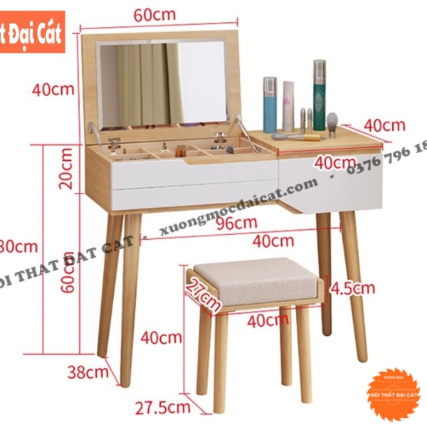 Bàn trang điểm giấu gương BTĐ136