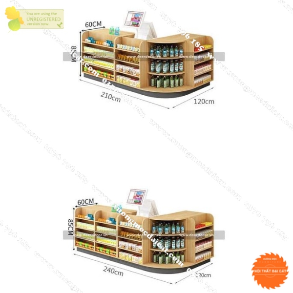 Quầy thu ngân kèm kệ trưng bày QTN026