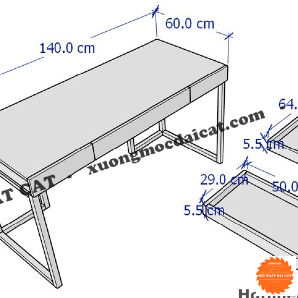 Bàn làm việc thiết kế chân sắt BLV127