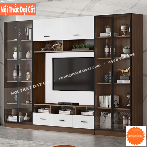Kệ tivi kết hợp tủ rượu cánh kính KKH077