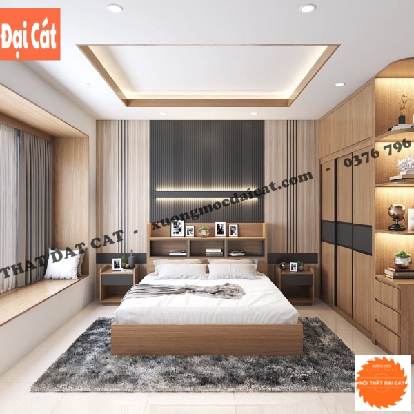 Vách ốp đầu giường gỗ sang trọng VOĐG026