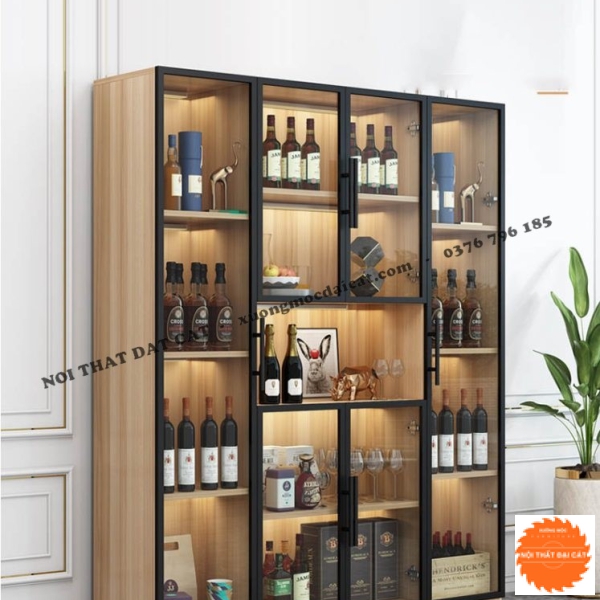 Tủ rượu gỗ kết hợp cánh kính TR053