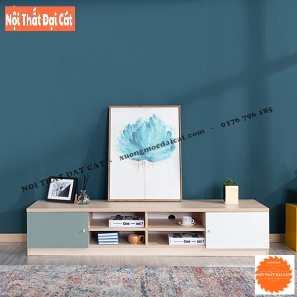 Kệ tivi gỗ phối màu đẹp KTV378