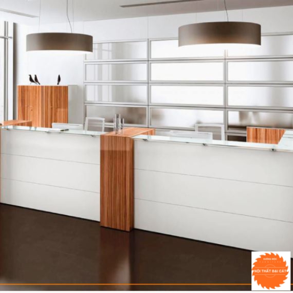 Quầy lễ tân thiết kế đẹp bằng gỗ QLT041