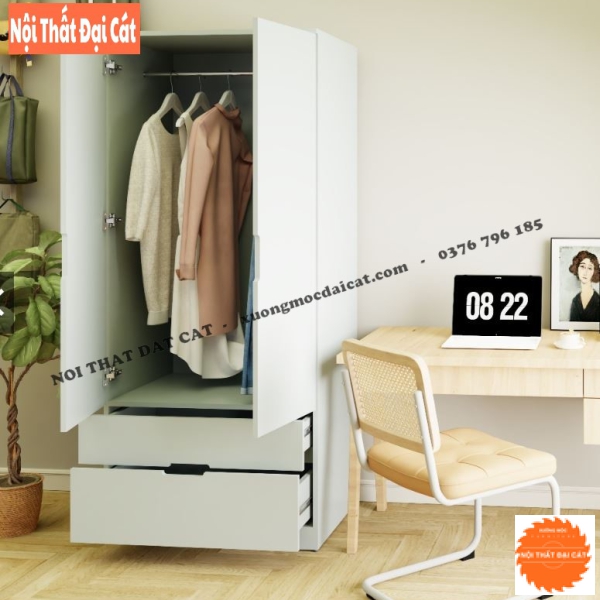 Tủ áo quần 2 cánh kèm 2 hộc kéo TA437