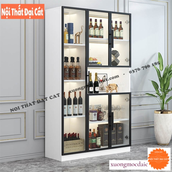 Tủ rượu gỗ kết hợp cánh kính TR053