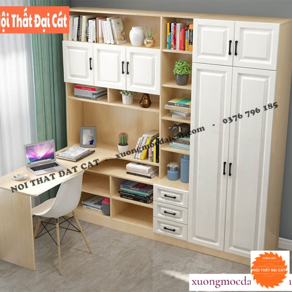 Tủ áo quần kết hợp bàn làm việc kệ sách TA189