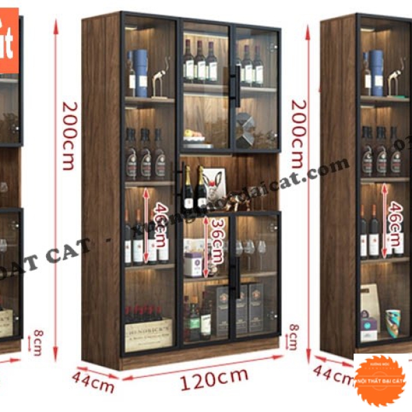 Tủ rượu gỗ kết hợp cánh kính TR053