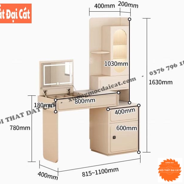 Bàn trang điểm tone trắng hiện đại BTĐ138