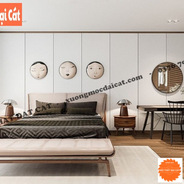 Vách ốp đầu giường màu trắng VOĐG028