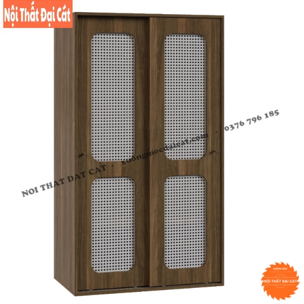 Tủ áo quần cánh trượt gỗ kết hợp mây TA438
