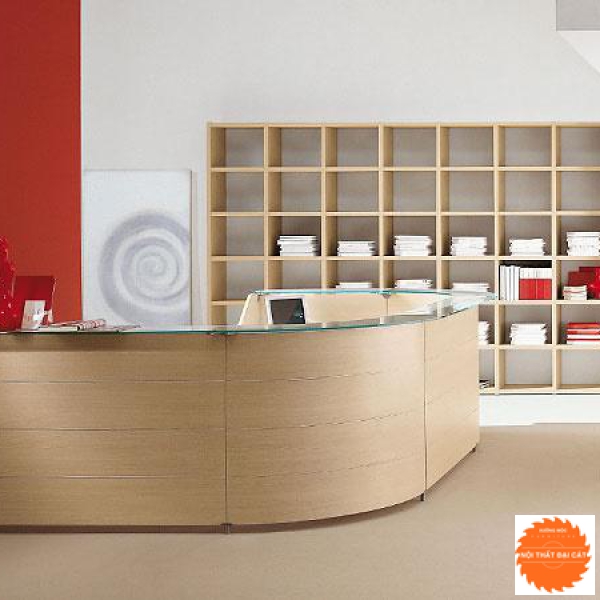 Quầy lễ tân thiết kế hình vòng cung QLT042