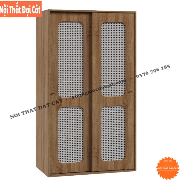 Tủ áo quần cánh trượt gỗ kết hợp mây TA438