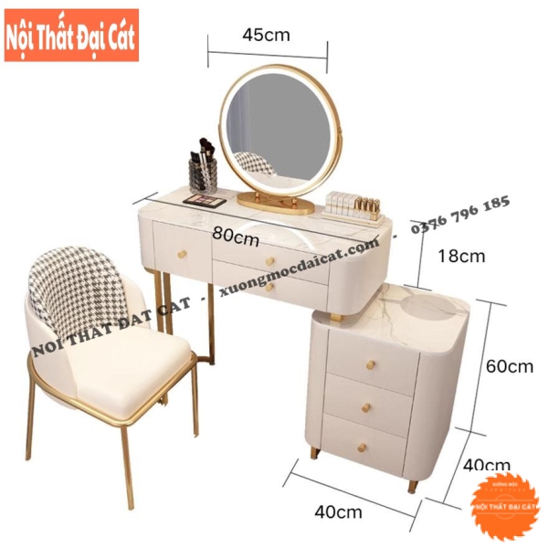 Bàn trang điểm gương tròn đẹp BTĐ118