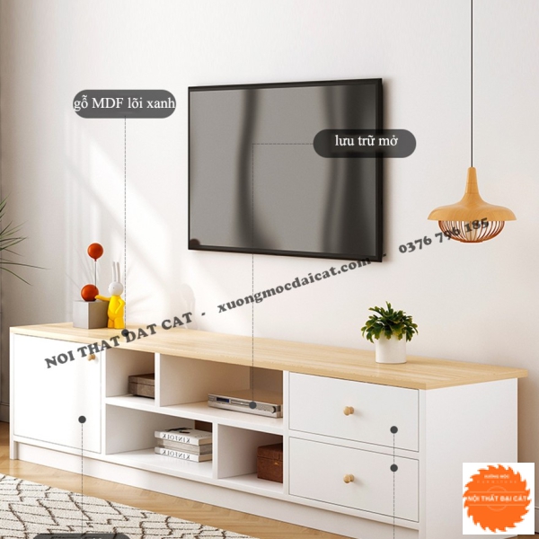 Kệ tivi nhiều ngăn phối 2 màu đẹp KTV390