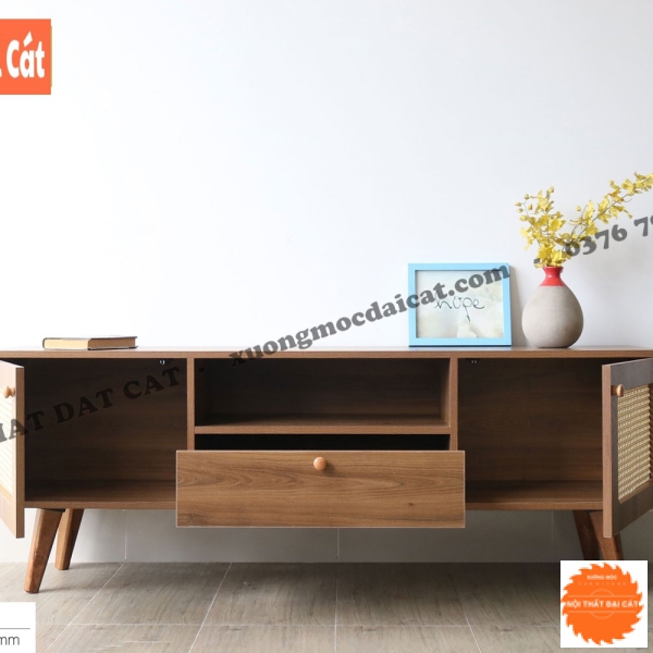 Tủ gỗ mây để tivi thiết kế đẹp TGM019
