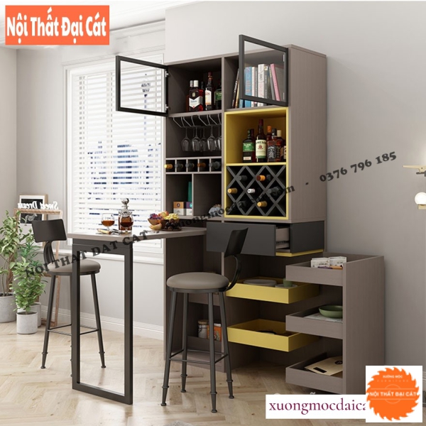 Tủ rượu kết hợp bàn hiện đại TR055