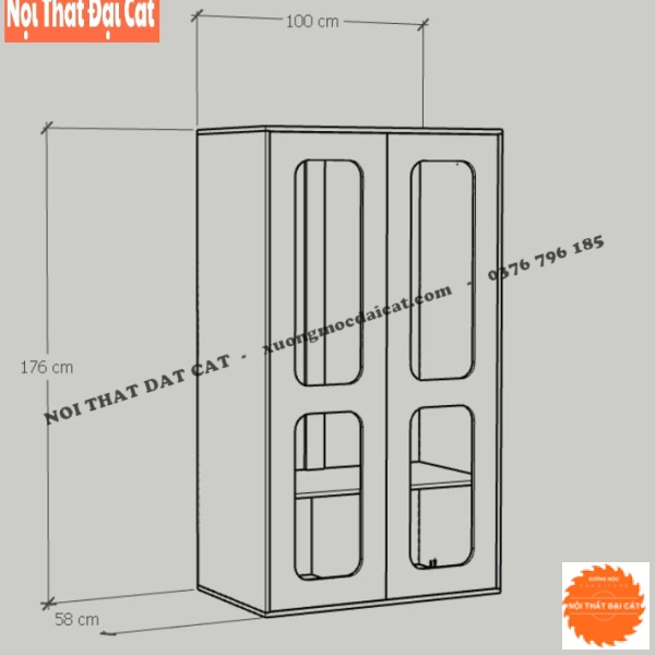 Tủ áo quần gỗ kết hợp mây cánh mở TA439