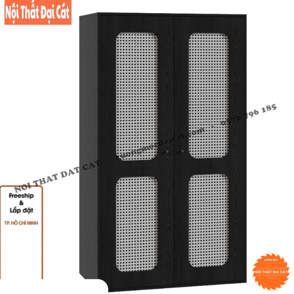 Tủ áo quần gỗ kết hợp mây cánh mở TA439