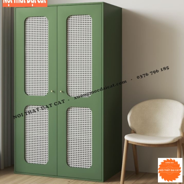 Tủ áo quần gỗ kết hợp mây cánh mở TA439