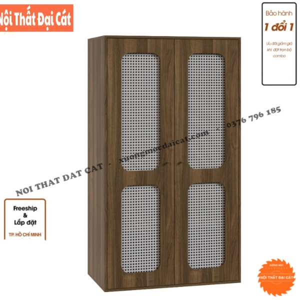 Tủ áo quần gỗ kết hợp mây cánh mở TA439