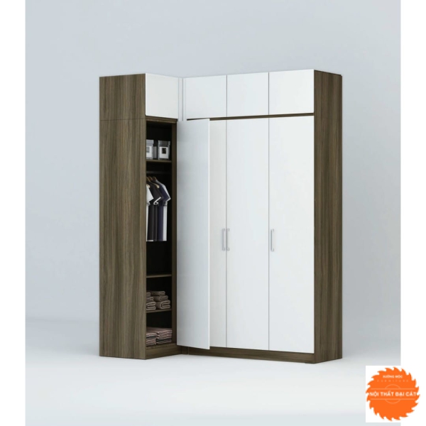 Tủ áo quần chữ L nhỏ cho phòng ngủ TA128