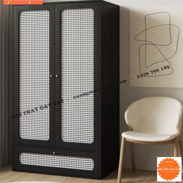 Tủ áo quần gỗ mây có hộc kéo TA440