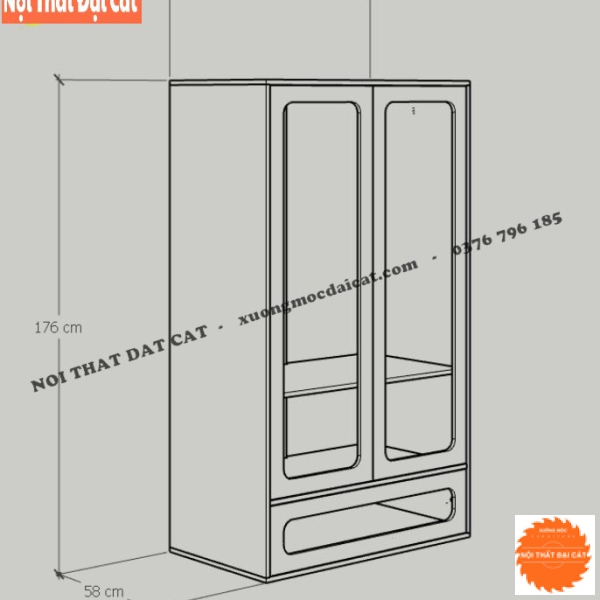 Tủ áo quần gỗ mây có hộc kéo TA440