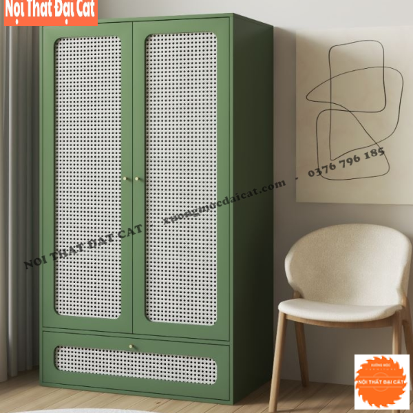Tủ áo quần gỗ mây có hộc kéo TA440