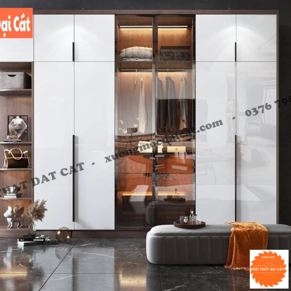 Tủ áo quần gỗ kết hợp kính TA454