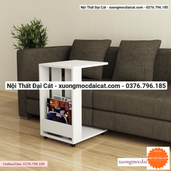 Bàn gỗ cạnh sofa có bánh xe tiện lợi BGS017
