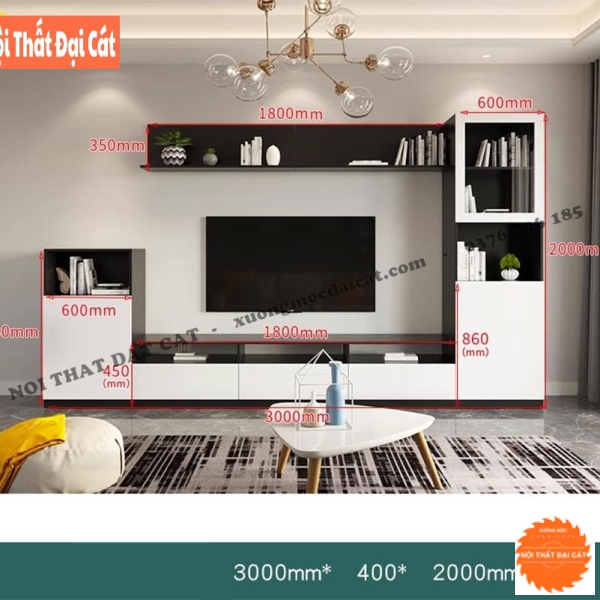 Kệ tivi tích hợp tủ trang trí hiện đại KKH109