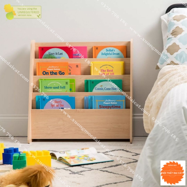 Kệ sách gỗ 4 ngăn cho bé KSTE007