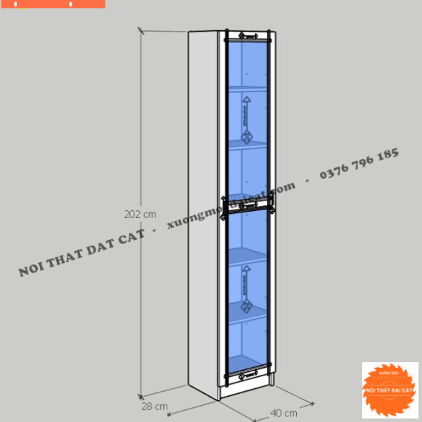 Kệ sách đứng 6 tầng thiết kế có cửa KS202
