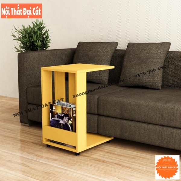 Bàn gỗ cạnh sofa có bánh xe tiện lợi BGS017