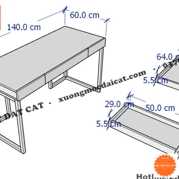 Bàn làm việc mặt gỗ chân sắt BLV131