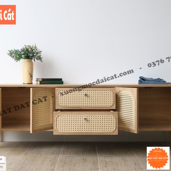 Tủ gỗ mây để tivi TGM021