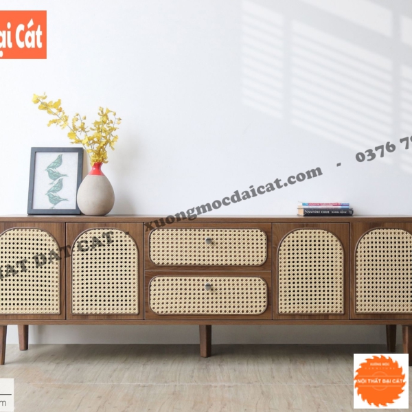 Tủ gỗ mây để tivi TGM021