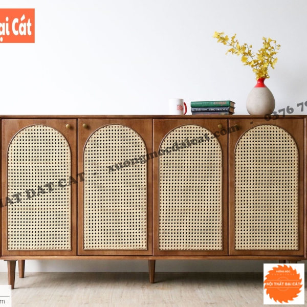 Tủ gỗ mây 4 cánh đựng đồ TGM022