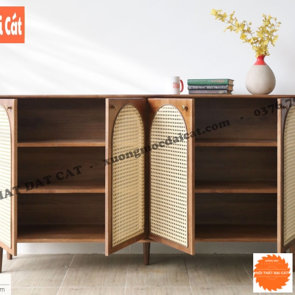 Tủ gỗ mây 4 cánh đựng đồ TGM022