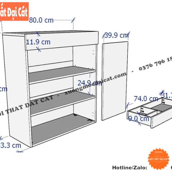 Tủ giày gỗ công nghiệp có hộc kéo TG210