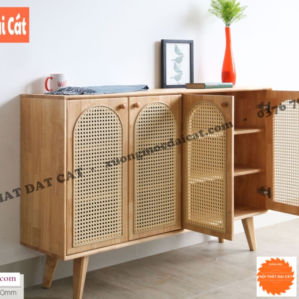 Tủ gỗ mây 4 cánh đựng đồ TGM022
