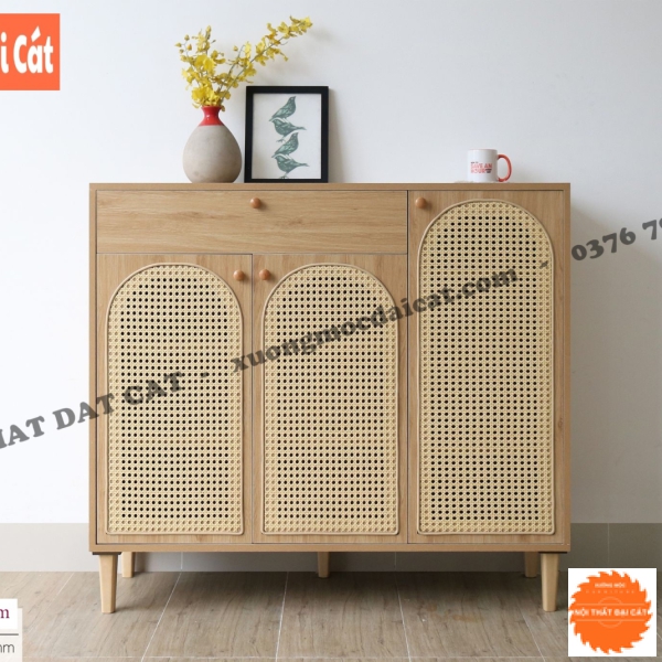 Tủ gỗ thiết kế lọng mây hiện đại TGM023