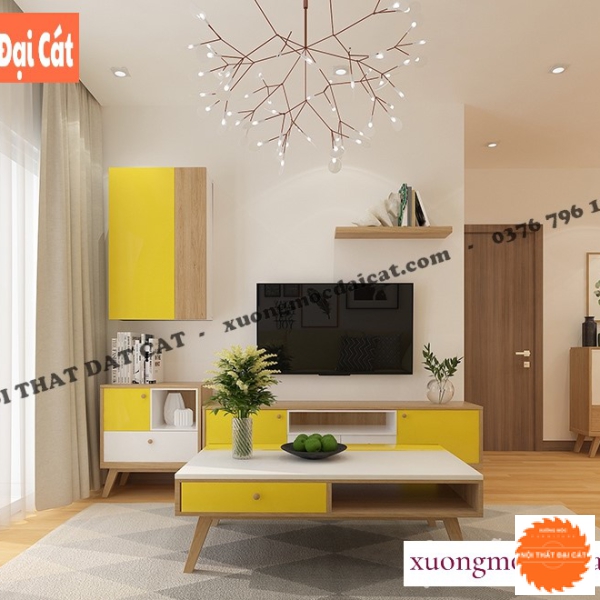Kệ tivi tone vàng hiện đại KTV394