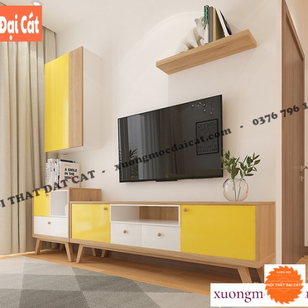 Kệ tivi tone vàng hiện đại KTV394
