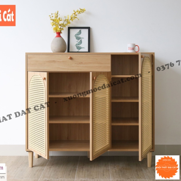 Tủ gỗ thiết kế lọng mây hiện đại TGM023