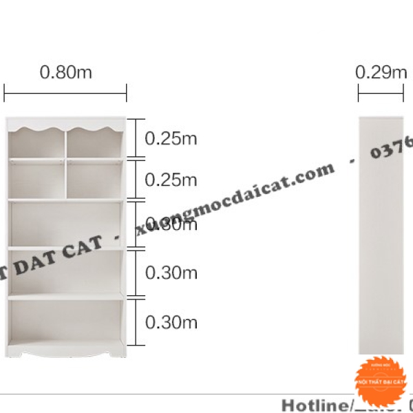Kệ sách đứng bằng gỗ cao cấp KS163