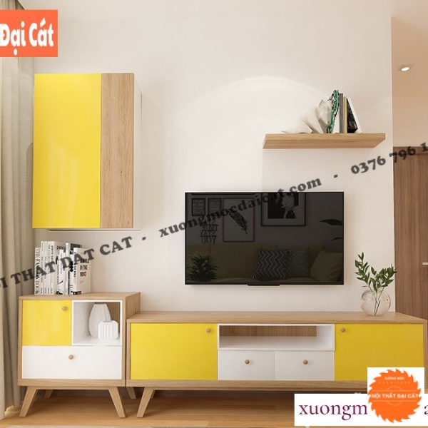 Kệ tivi tone vàng hiện đại KTV394